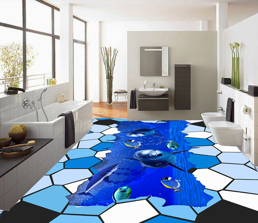 3D Ocean Stitching 556 Floor Mural  Wallpaper Murals Rug & Mat Print Epoxy waterproof bath floor