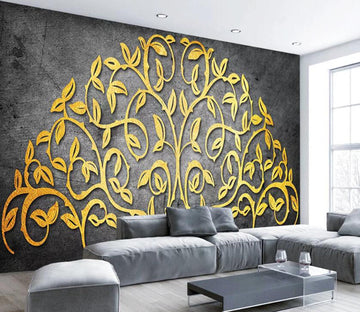 3D Golden Leaves WC12 Wall Murals Wallpaper AJ Wallpaper 2 
