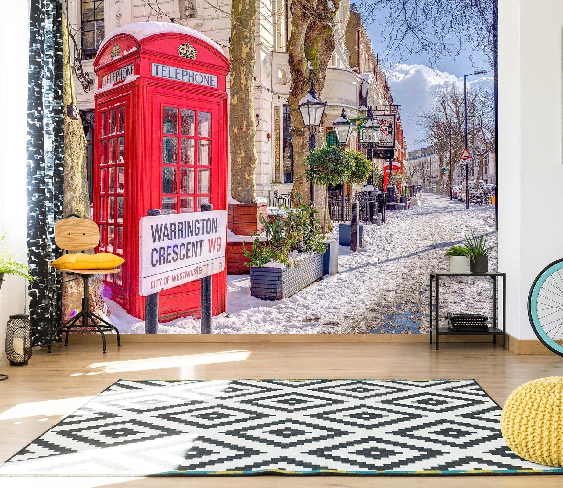 3D Red Telephone Booth 1418 Assaf Frank Wall Mural Wall Murals