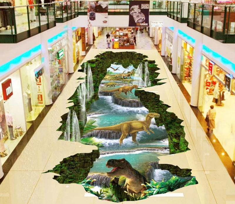 3D Dinosaur World 036 Floor Mural  Self-Adhesive Sticker Bathroom Non-slip Waterproof Flooring Murals