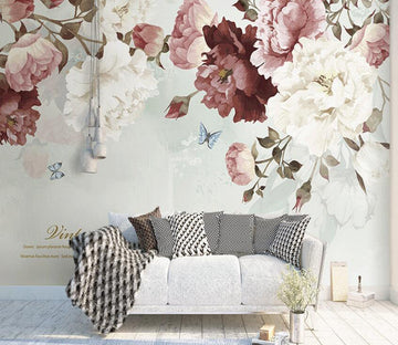 3D Red Flowers 052 Wall Murals
