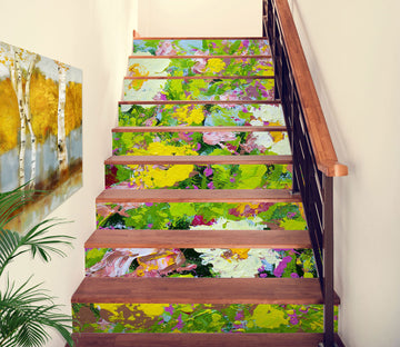 3D White Flower Oil Painting Pattern 9073 Allan P. Friedlander Stair Risers