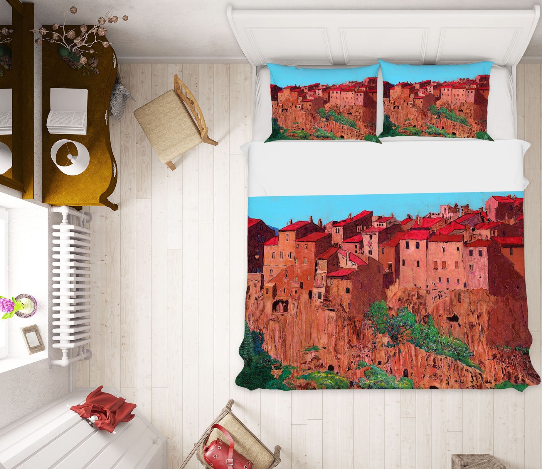 3D Pitigliano Village 1171 Allan P. Friedlander Bedding Bed Pillowcases Quilt
