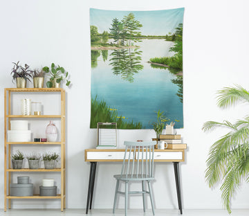 3D Small Lake Tree 5289 Marina Zotova Tapestry Hanging Cloth Hang