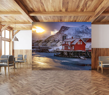 3D Snow Mountain Sunrise 1408 Marco Carmassi Wall Mural Wall Murals