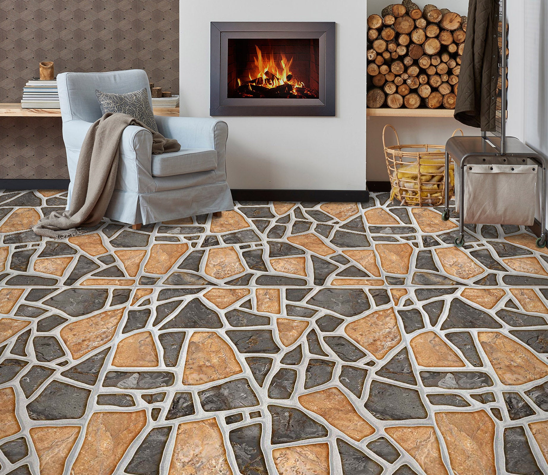 3D Two-color Stitching 589 Floor Mural  Wallpaper Murals Rug & Mat Print Epoxy waterproof bath floor