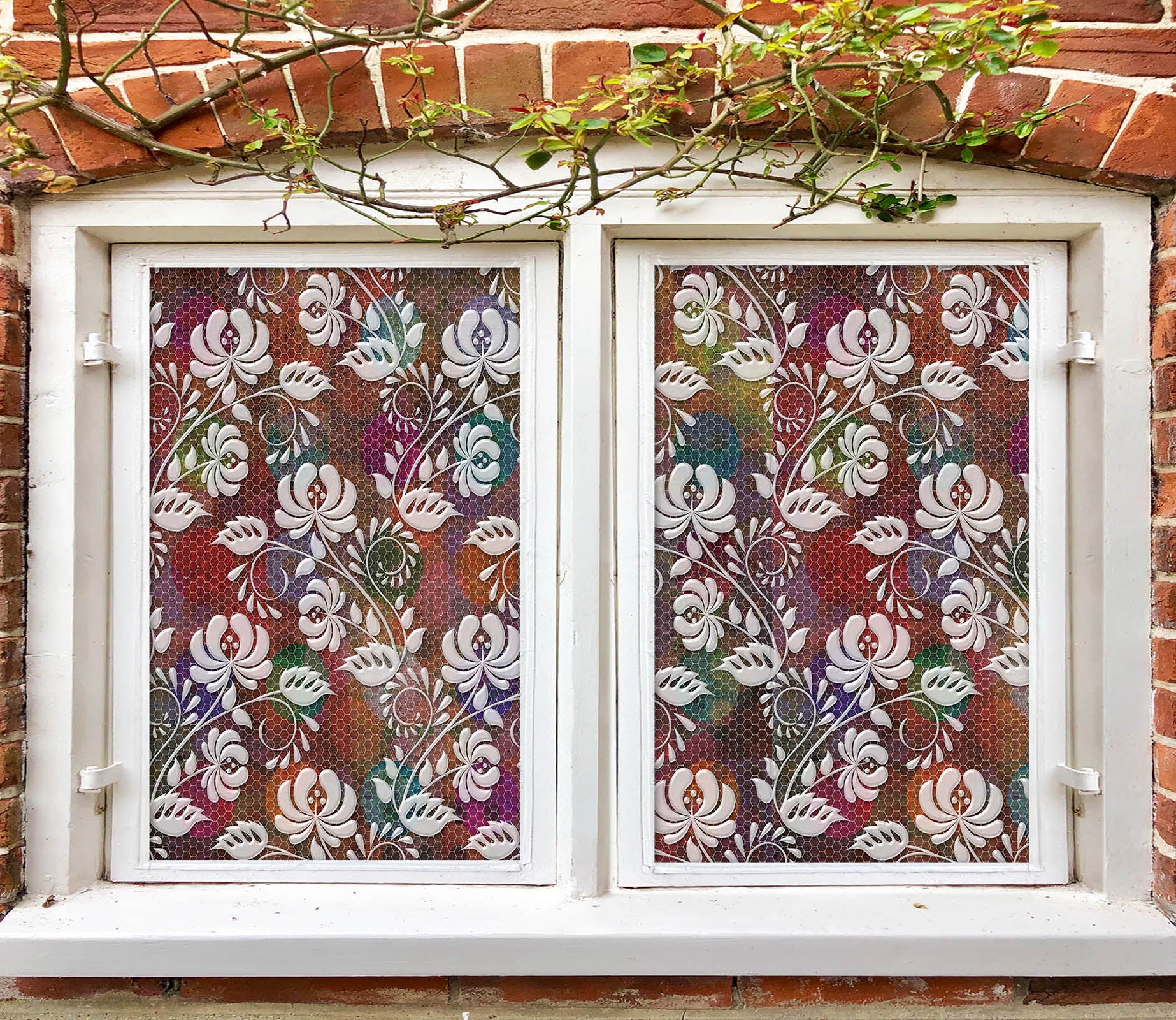 3D White Pattern 160 Window Film Print Sticker Cling Stained Glass UV Block