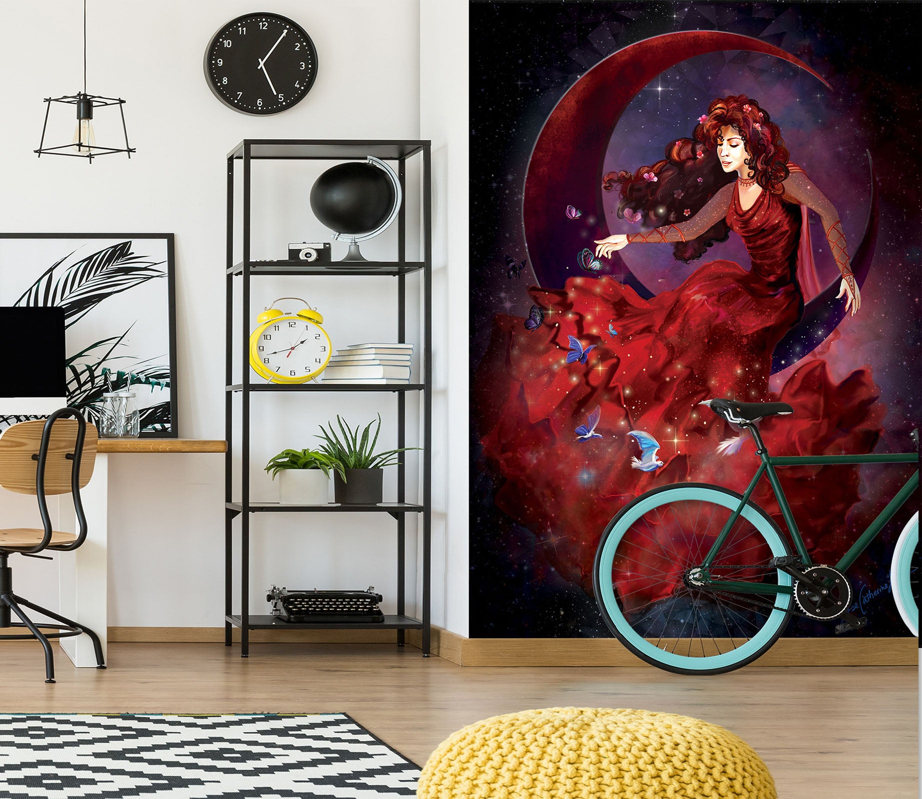 3D Red Girl 1419 Rose Catherine Khan Wall Mural Wall Murals