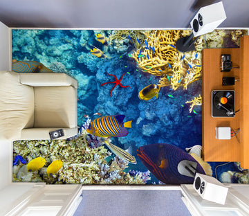 3D Elegant Yellow Coral 714 Floor Mural  Wallpaper Murals Rug & Mat Print Epoxy waterproof bath floor