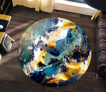 3D Blue Gold Texture 148 Round Non Slip Rug Mat Mat AJ Creativity Home 
