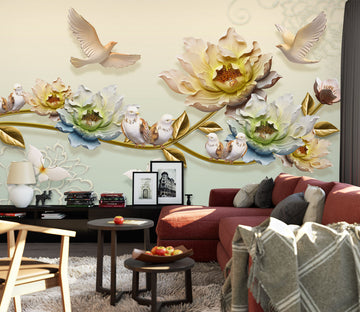 3D Flowers Birds 1610 Wall Murals
