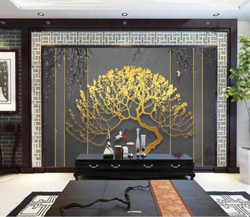 3D Golden Tree WC70 Wall Murals Wallpaper AJ Wallpaper 2 