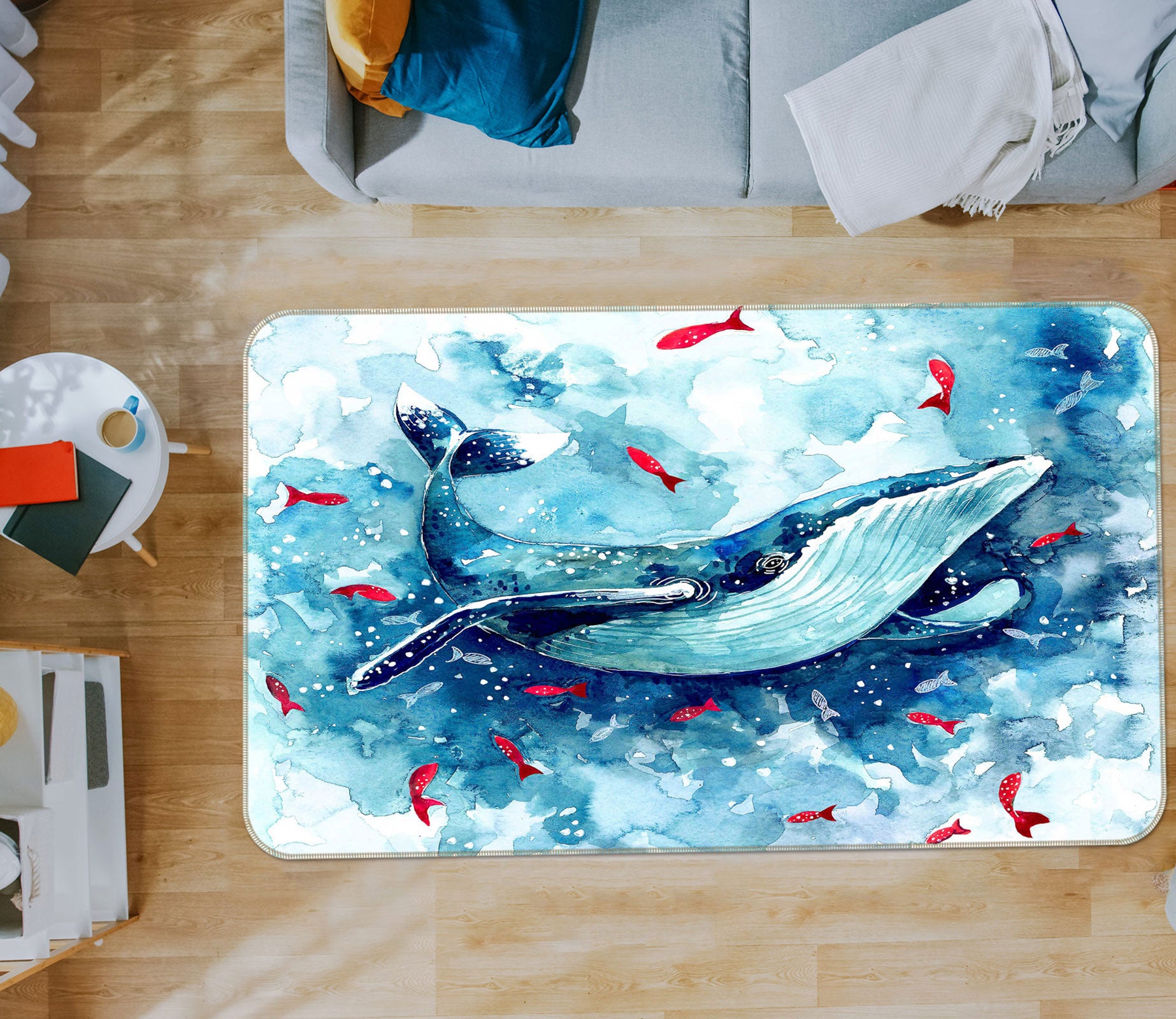 3D Blue Whale 1029 Non Slip Rug Mat