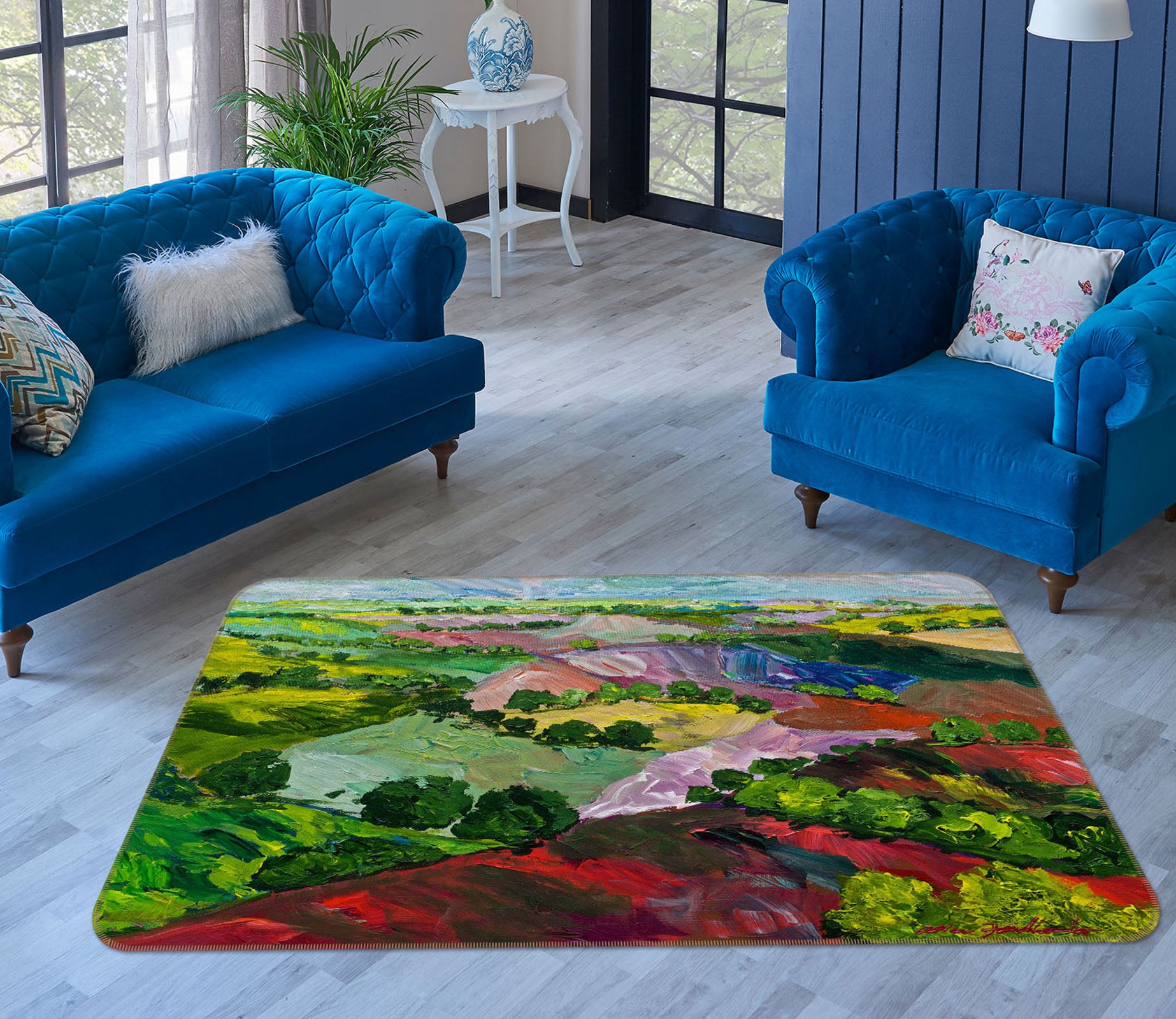 3D Colored Valley 1056 Allan P. Friedlander Rug Non Slip Rug Mat