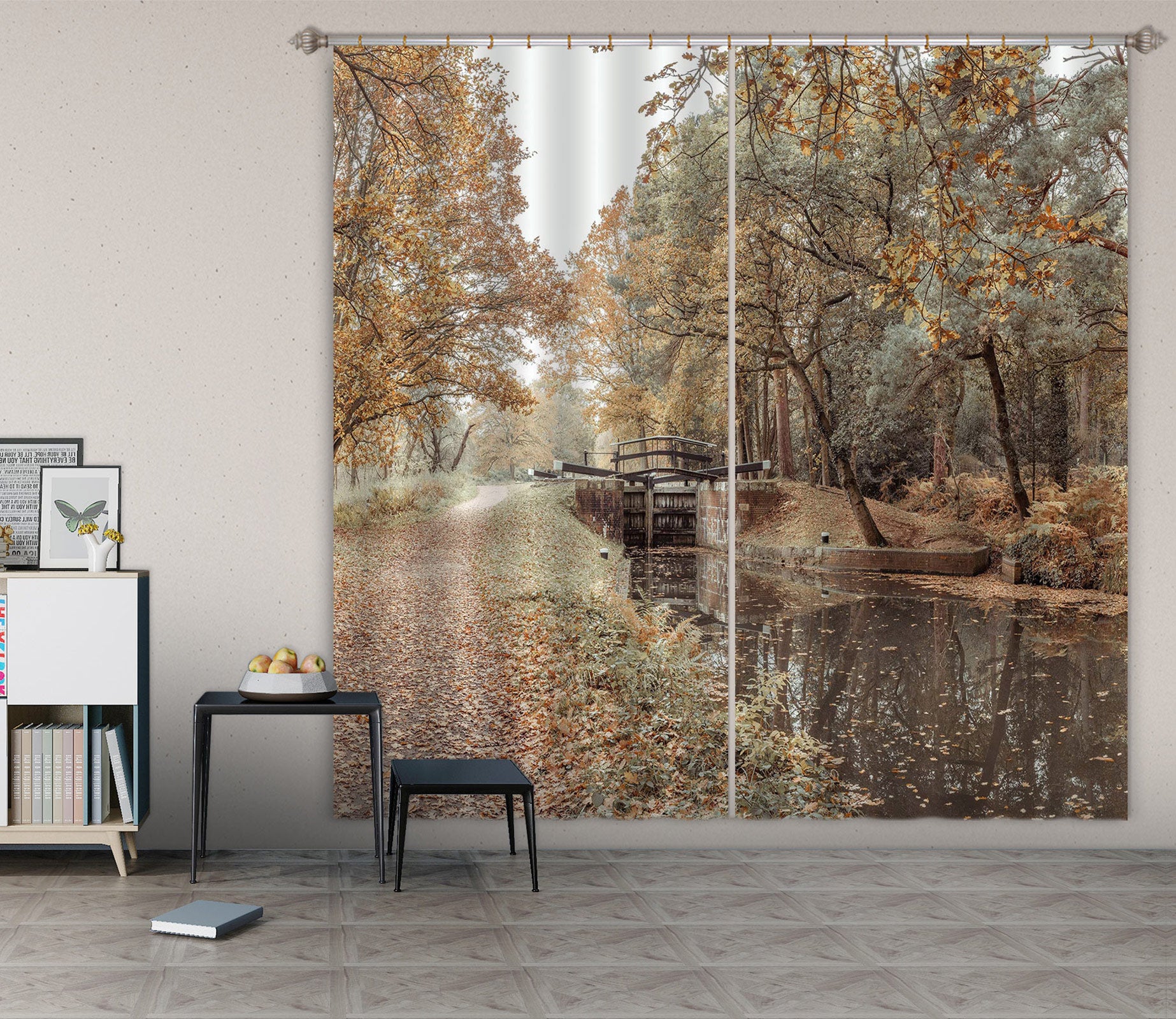 3D River Bridge 073 Assaf Frank Curtain Curtains Drapes