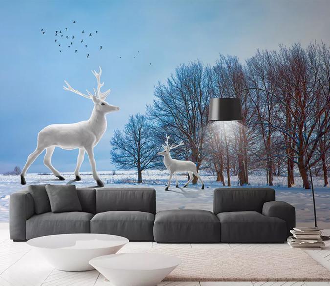 3D Snow Fawn 650 Wall Murals Wallpaper AJ Wallpaper 2 