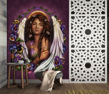 3D Purple Flower Angel 8795 Brigid Ashwood Wall Mural Wall Murals