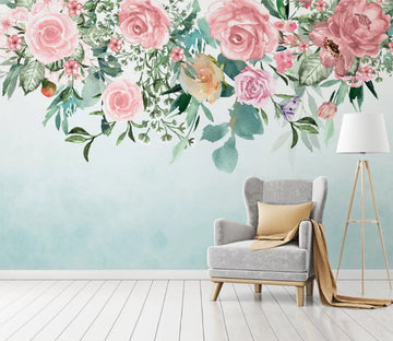 3D Red Rose Leaves WC1796 Wall Murals