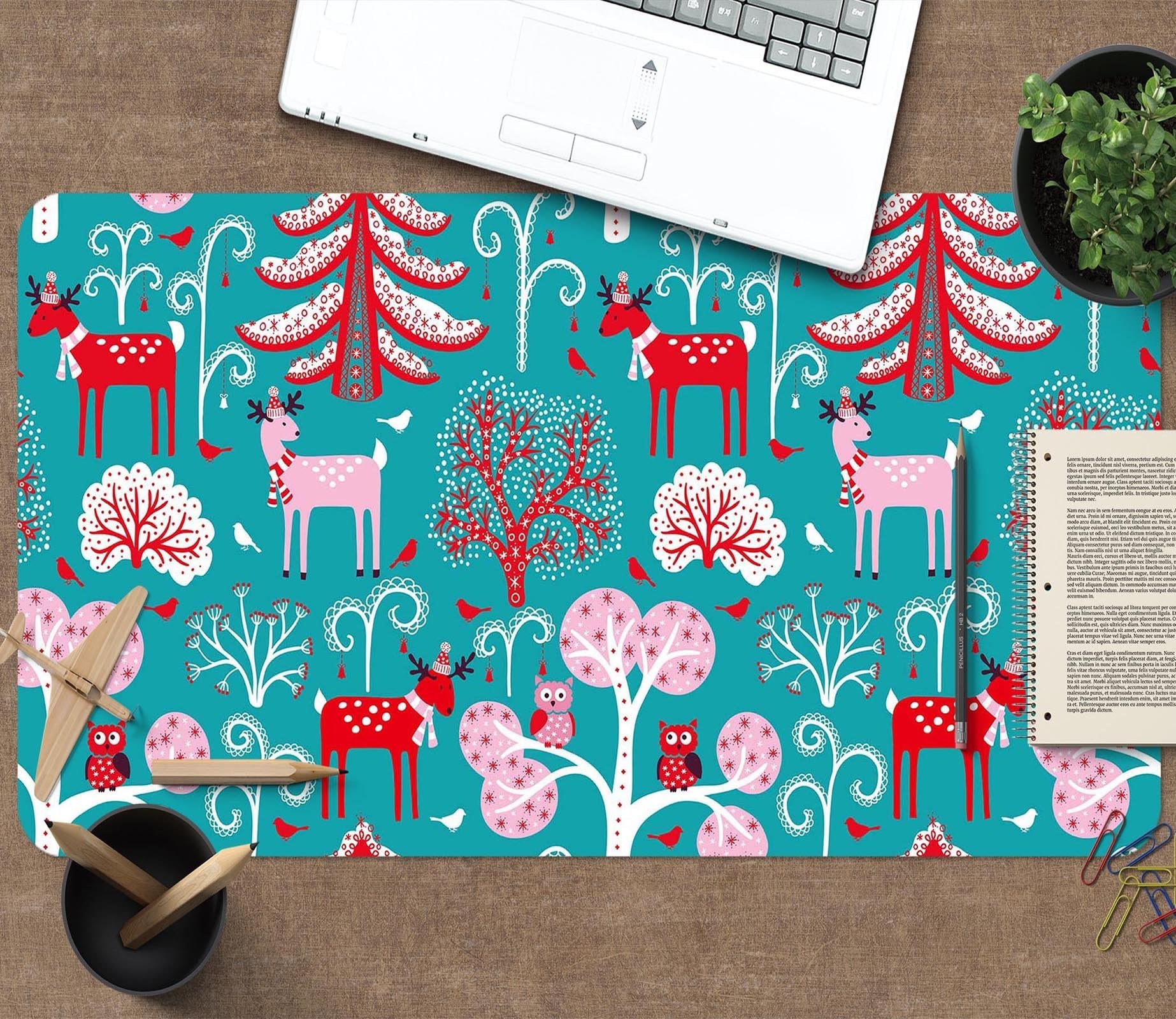 3D Cartoon Red Deer 024 Desk Mat Mat AJ Creativity Home 