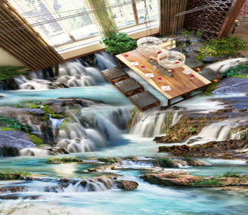 3D Valley Waterfall 263 Floor Mural  Wallpaper Murals Rug & Mat Print Epoxy waterproof bath floor
