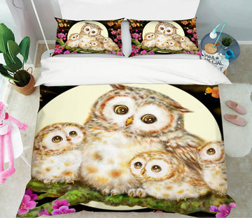 3D Cute Owl Moon 5939 Kayomi Harai Bedding Bed Pillowcases Quilt Cover Duvet Cover