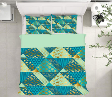 3D Green Triangle 52165 Christmas Quilt Duvet Cover Xmas Bed Pillowcases