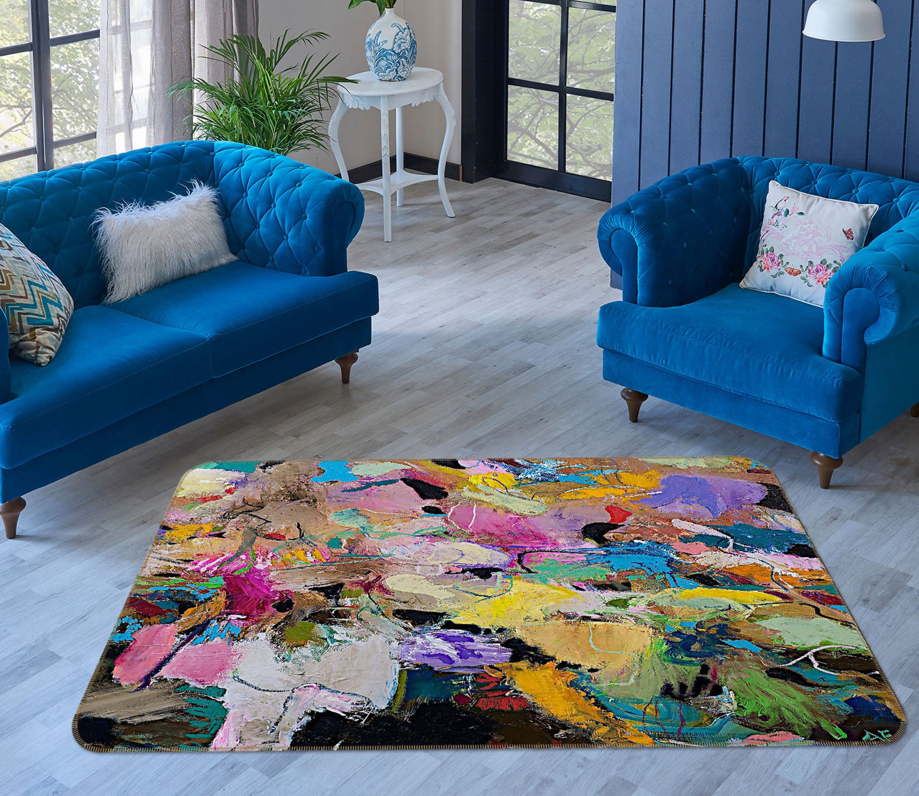 3D Color Graffiti 1046 Allan P. Friedlander Rug Non Slip Rug Mat