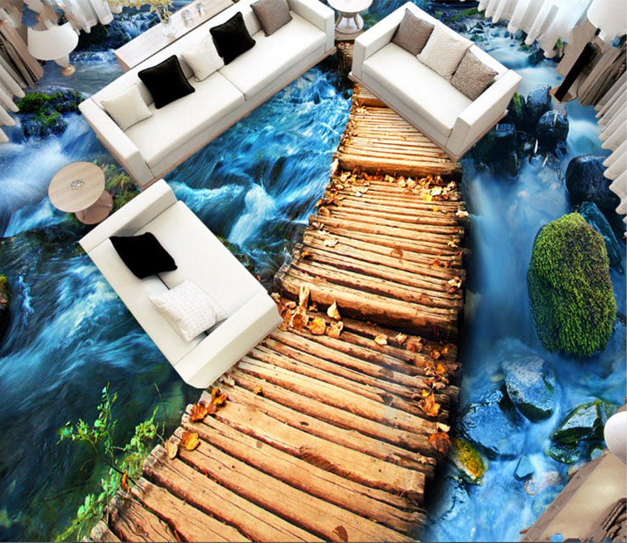 3D Wooden Road 205 Floor Mural  Self-Adhesive Sticker Bathroom Non-slip Waterproof Flooring Murals