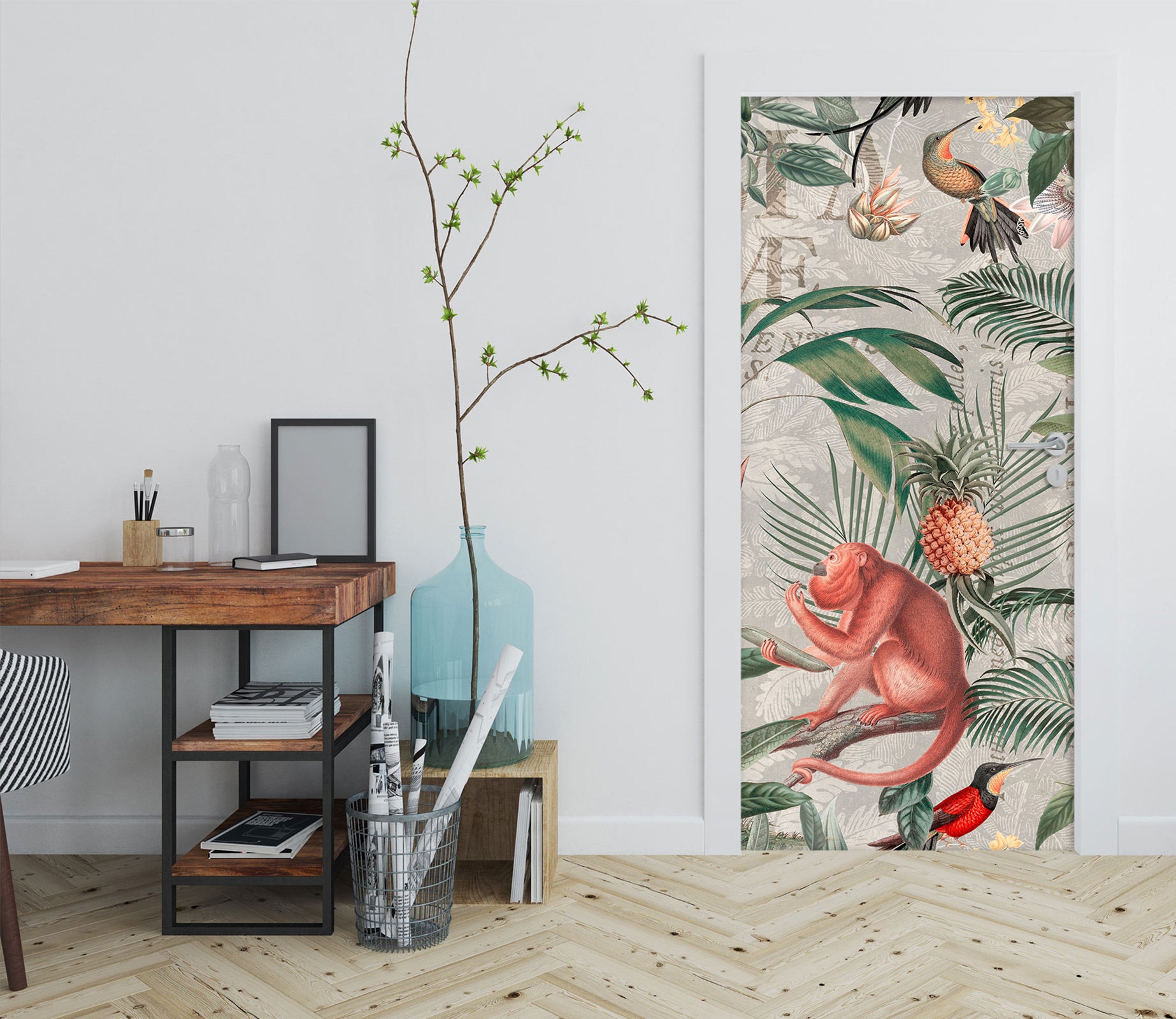 3D Monkey Pineapple Bird 11933 Andrea Haase Door Mural