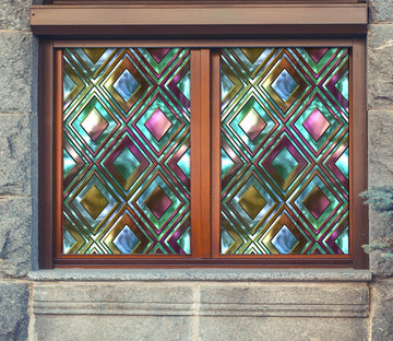 3D Glass Rrhombus 202 Window Film Print Sticker Cling Stained Glass UV Block