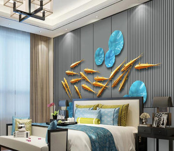 3D Goldfish Lotus Leaf 257 Wall Murals