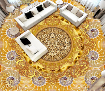 3D Golden Disc 193 Floor Mural  Self-Adhesive Sticker Bathroom Non-slip Waterproof Flooring Murals