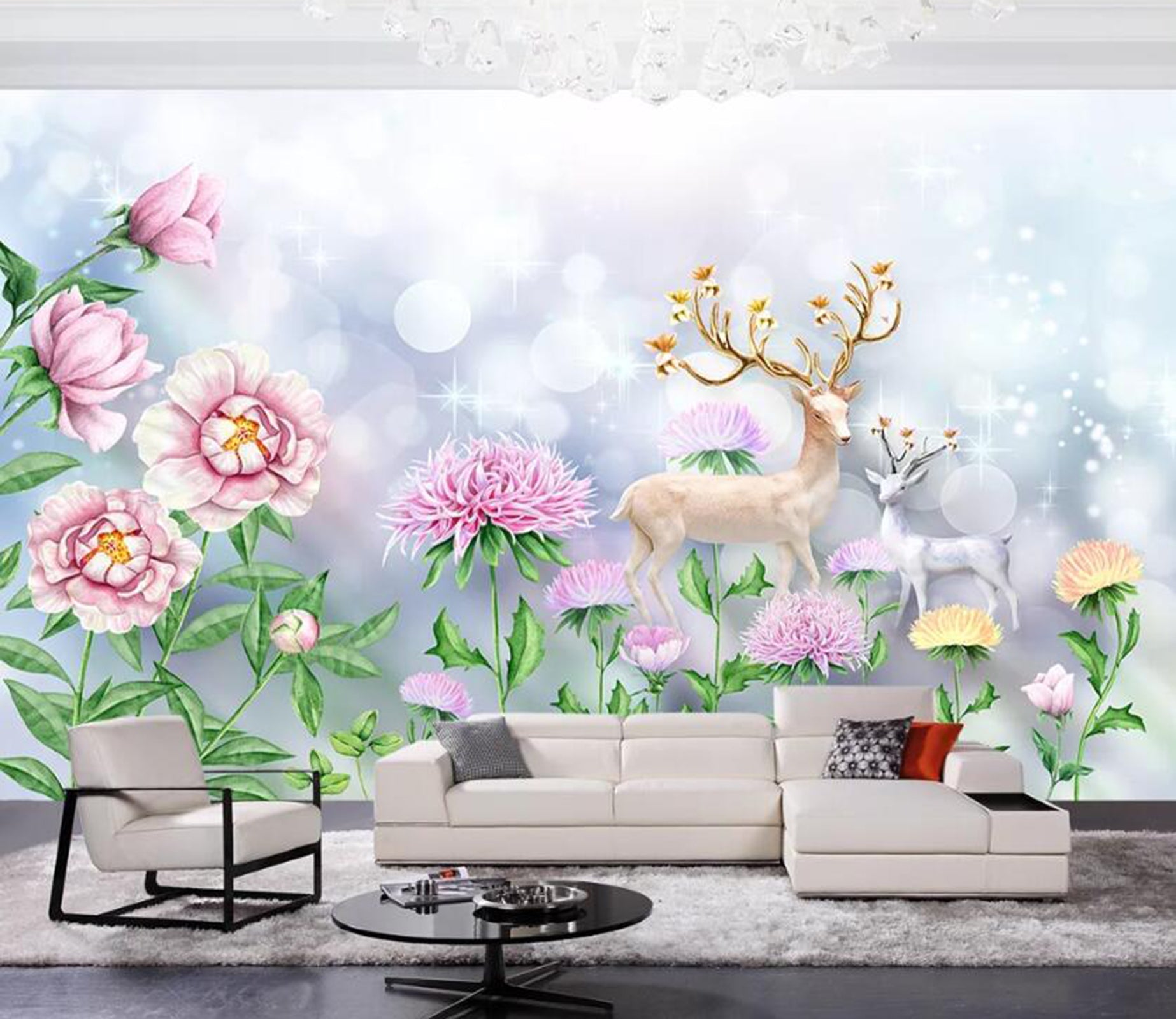 3D Fawn Flower WC10 Wall Murals Wallpaper AJ Wallpaper 2 