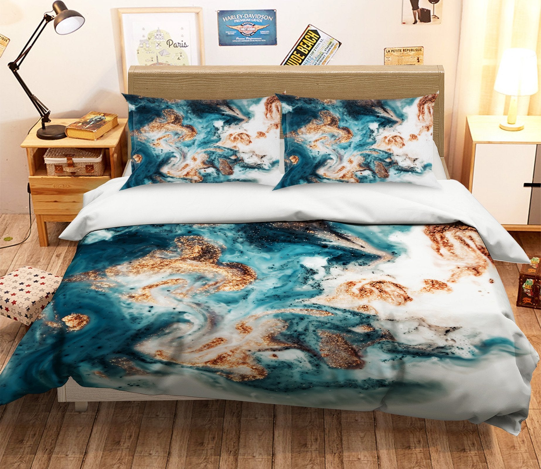3D Stone Pattern Gold Powder 048 Bed Pillowcases Quilt Wallpaper AJ Wallpaper 
