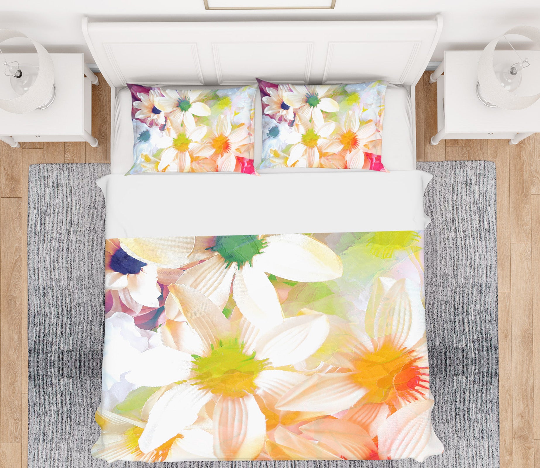 3D White Flowers 19143 Shandra Smith Bedding Bed Pillowcases Quilt