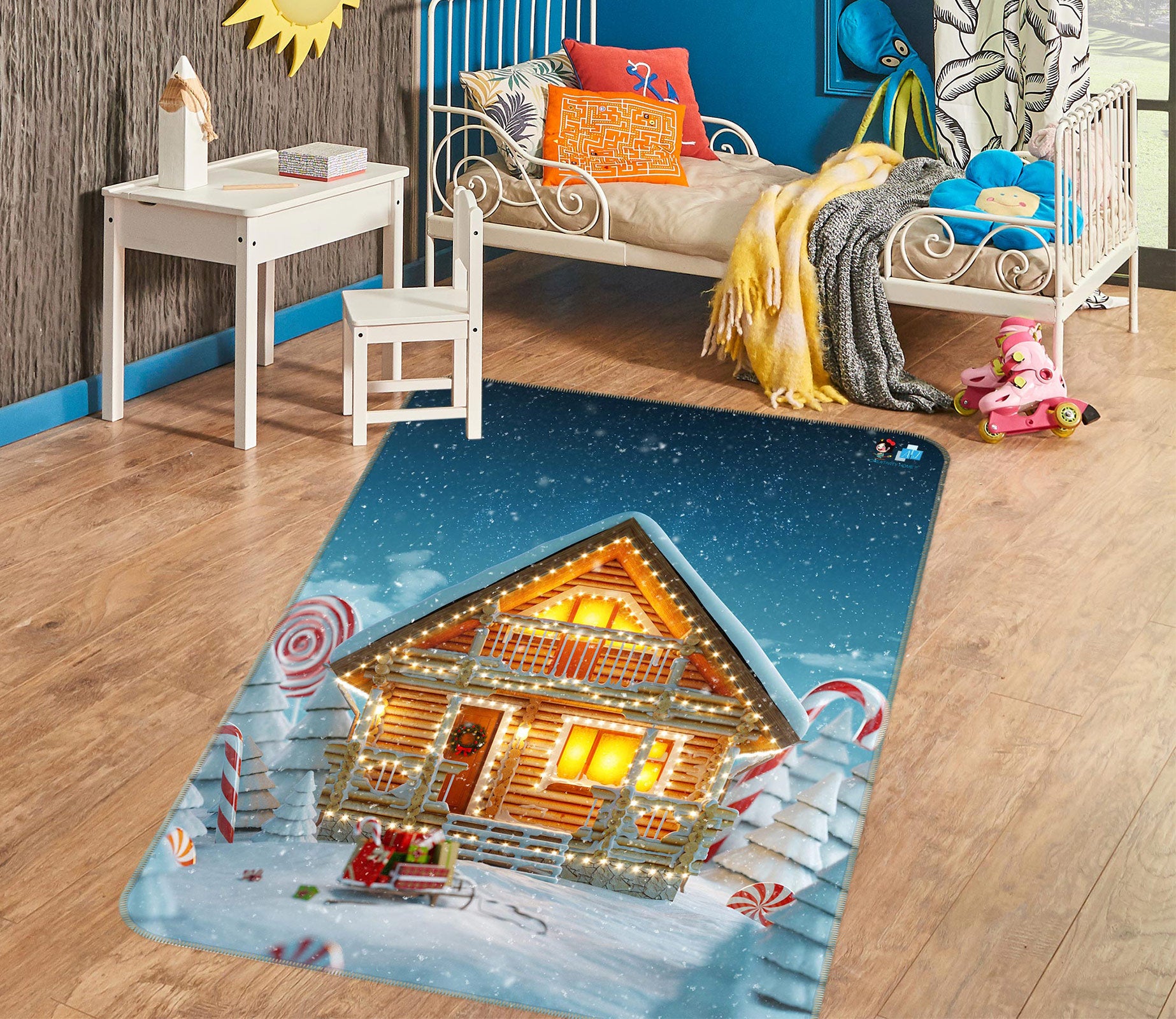 3D House Snow 56190 Christmas Non Slip Rug Mat Xmas