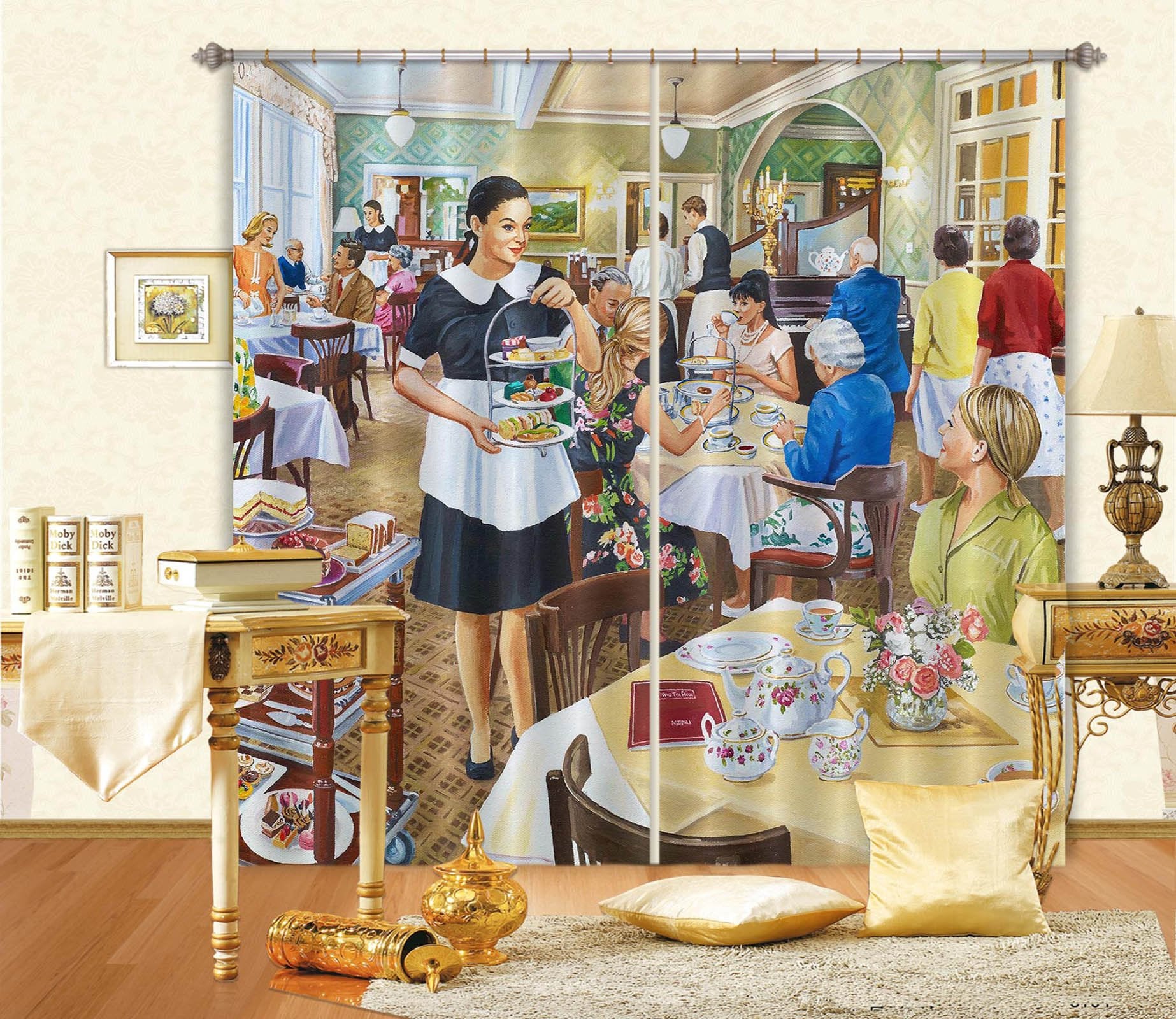 3D Afternoon Tea 044 Trevor Mitchell Curtain Curtains Drapes Wallpaper AJ Wallpaper 
