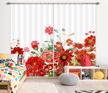 3D Red Chrysanthemum 211 Uta Naumann Curtain Curtains Drapes