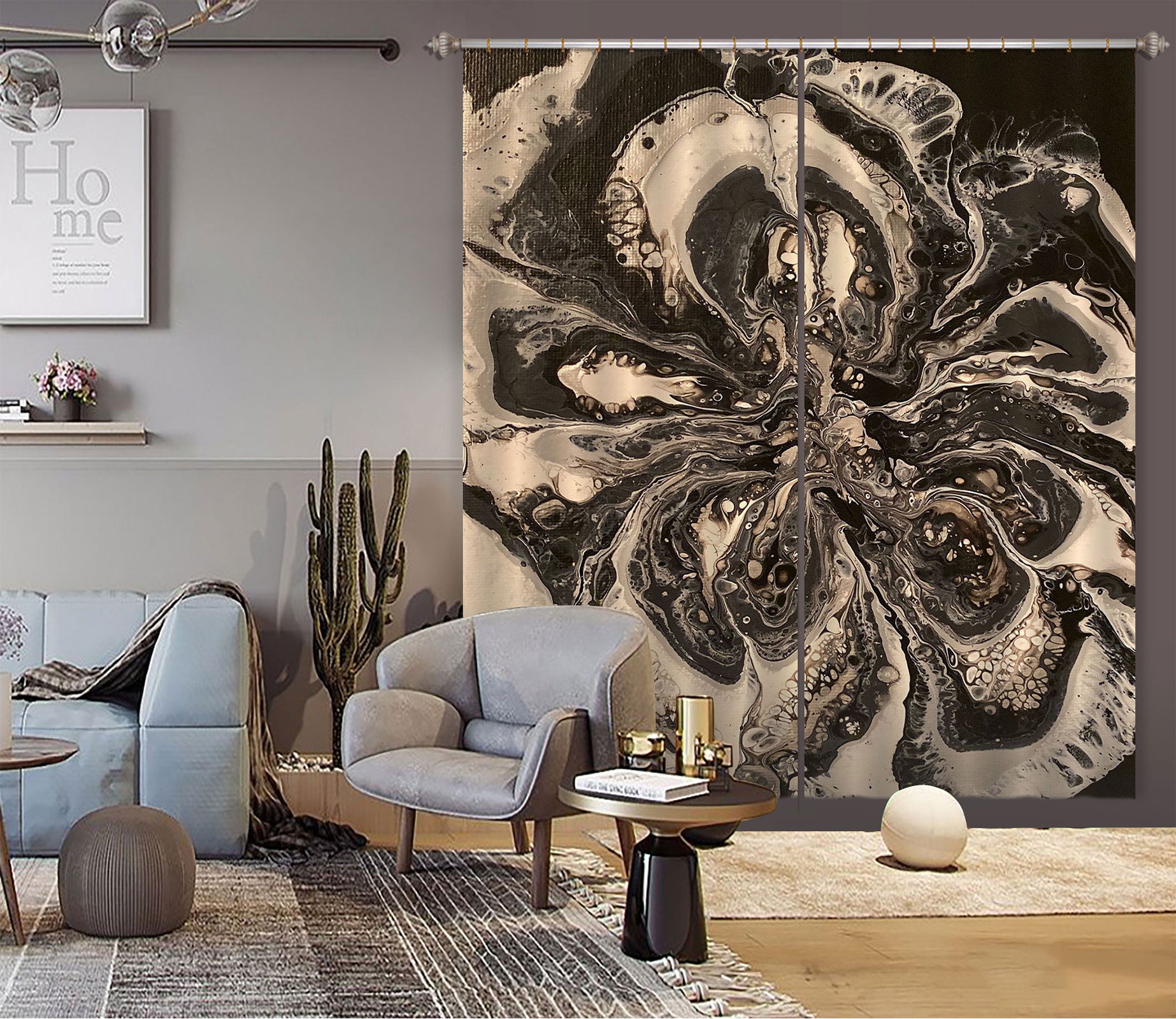 3D Black Texture 8145 Valerie Latrice Curtain Curtains Drapes