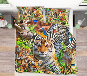 3D Animal World 2130 Adrian Chesterman Bedding Bed Pillowcases Quilt Quiet Covers AJ Creativity Home 