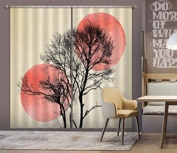 3D Moon Hiding 051 Boris Draschoff Curtain Curtains Drapes
