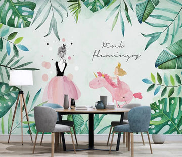 3D Pink Curious Pony 2421 Wall Murals