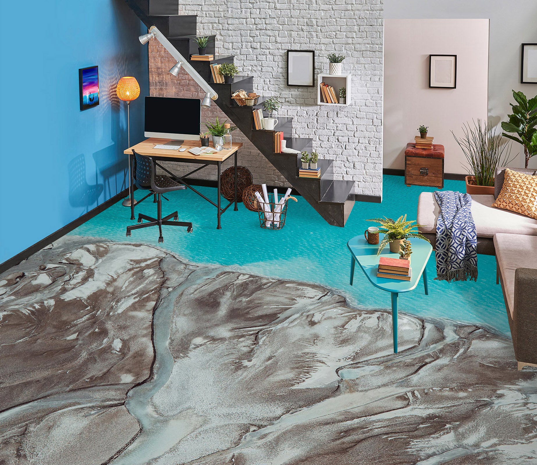 3D Abstract Art Beach 328 Floor Mural  Wallpaper Murals Rug & Mat Print Epoxy waterproof bath floor