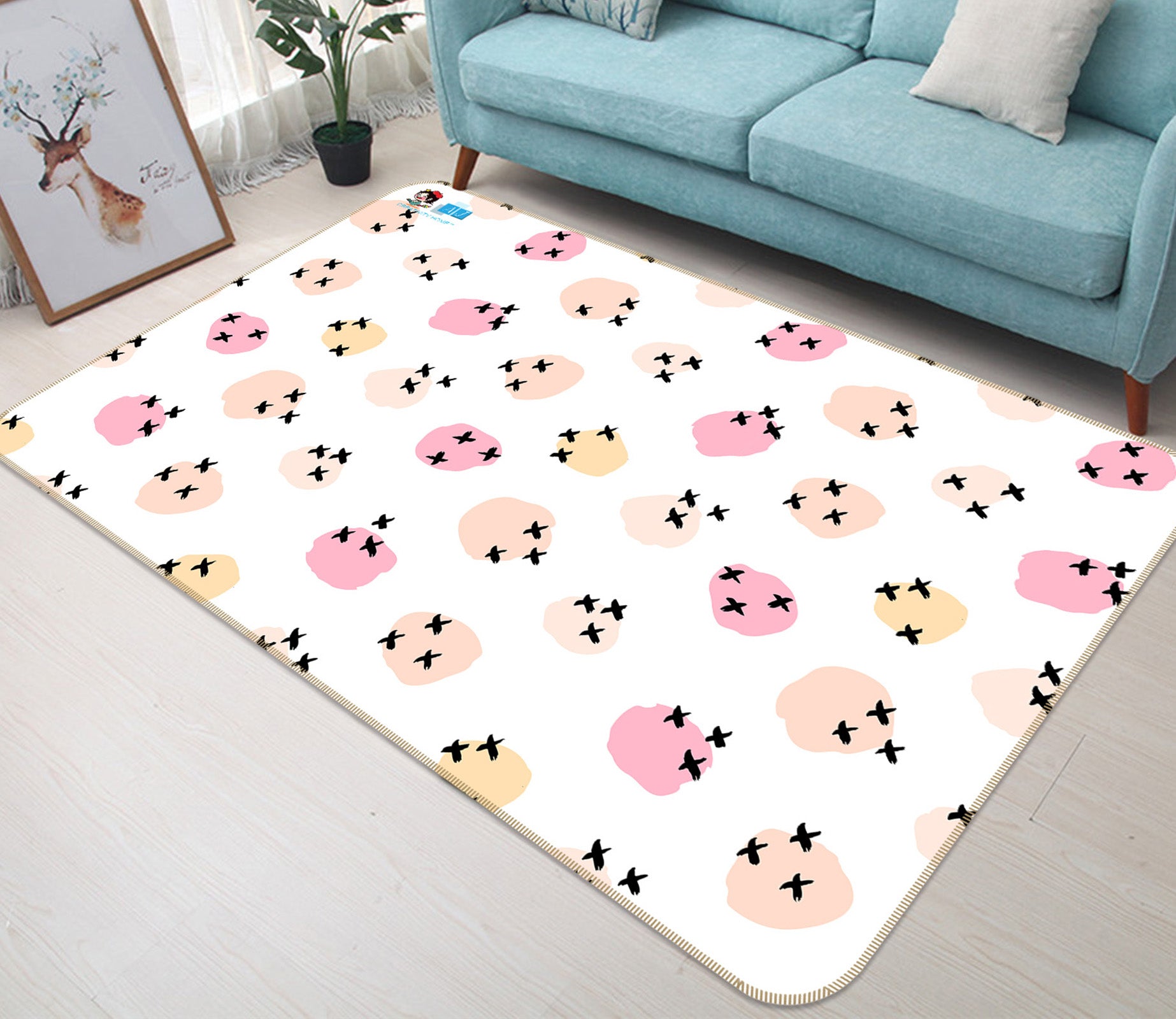 3D Pink Polka Dots 107140 Kashmira Jayaprakash Rug Non Slip Rug Mat