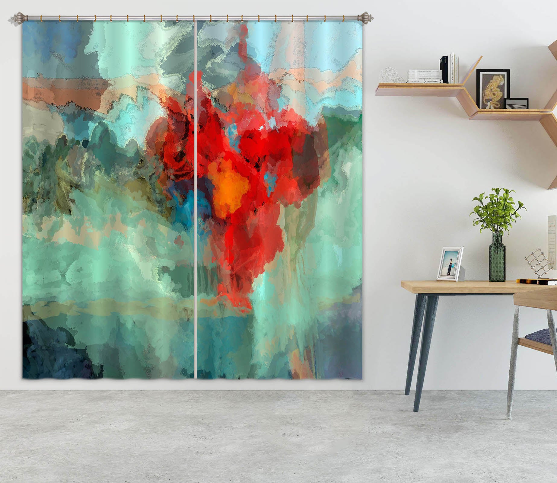 3D Red Smoke 246 Michael Tienhaara Curtain Curtains Drapes