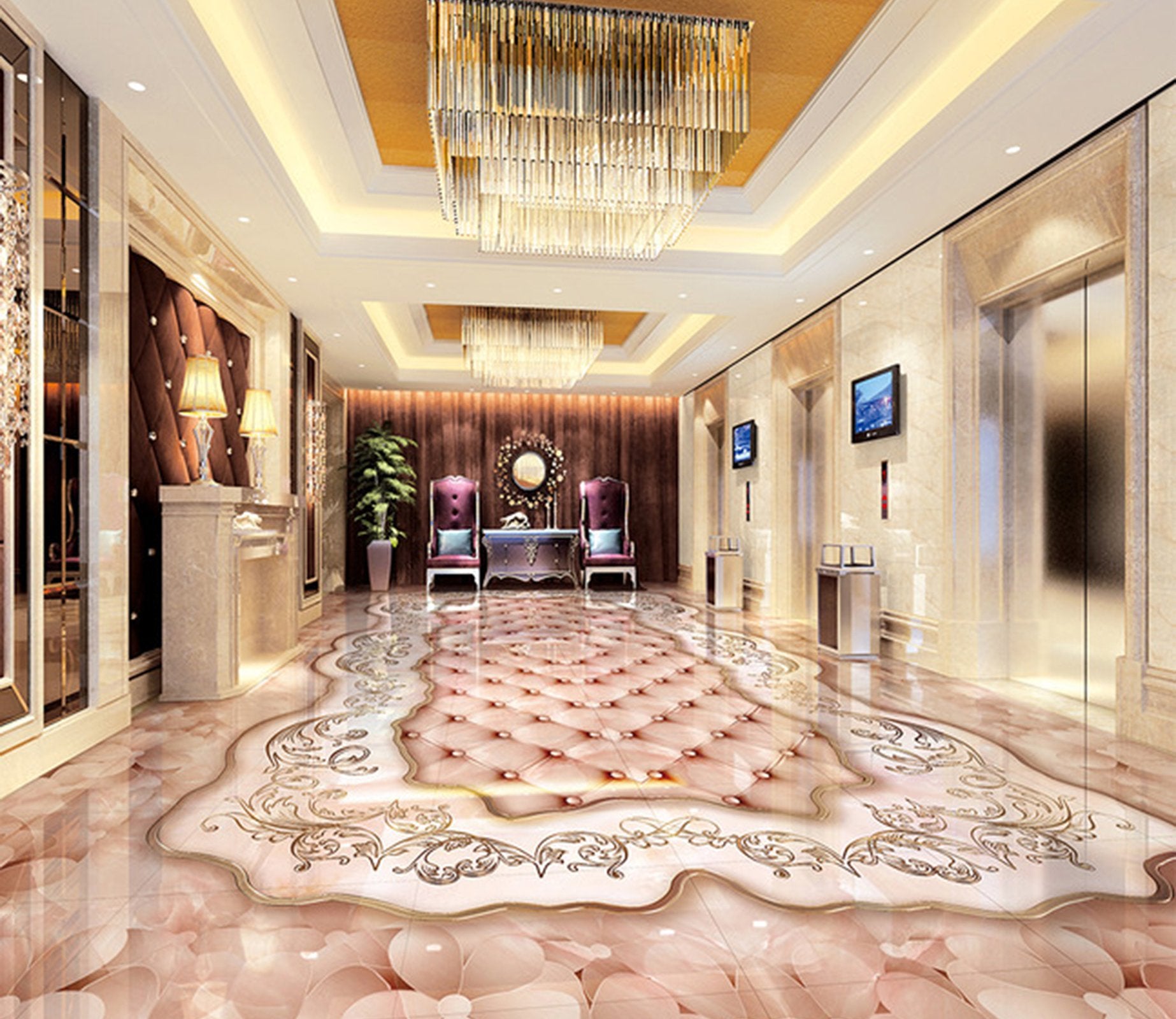 3D Pink Lace WG026 Floor Mural Wallpaper AJ Wallpaper 2 