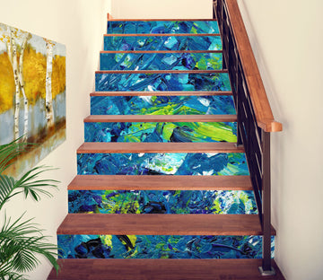 3D Blue And Green Distribution 614 Stair Risers