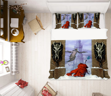 3D Castle Gate Red Robe Dragon 6166 Ciruelo Bedding Bed Pillowcases Quilt