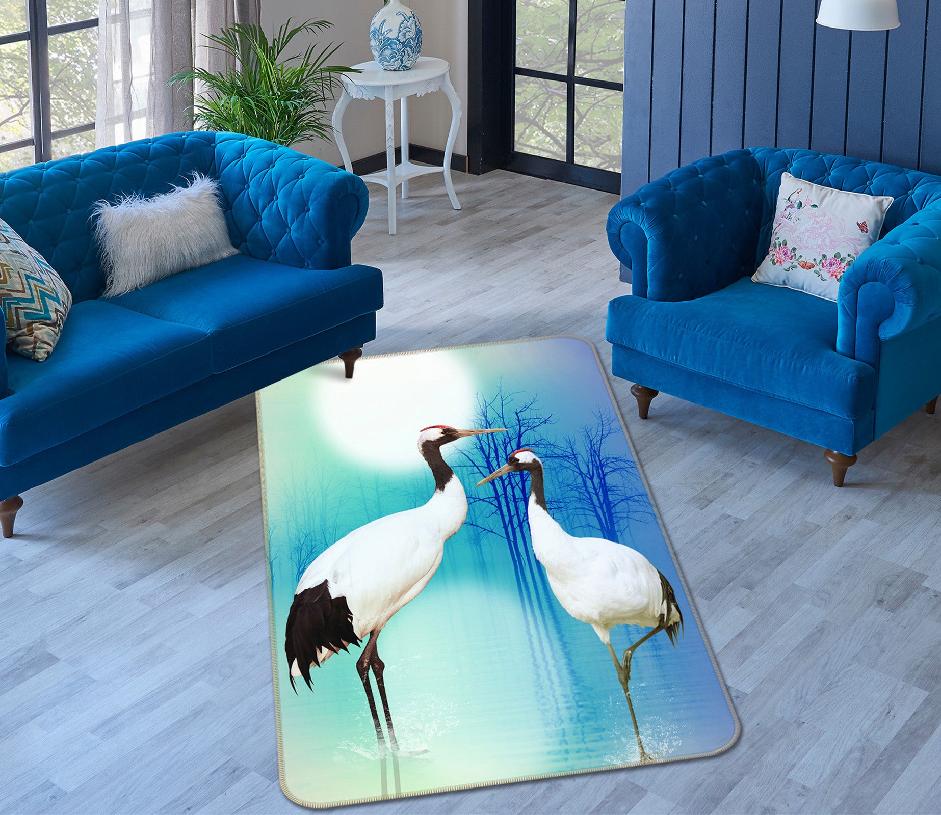 3D Crane Moon 159 Animal Non Slip Rug Mat