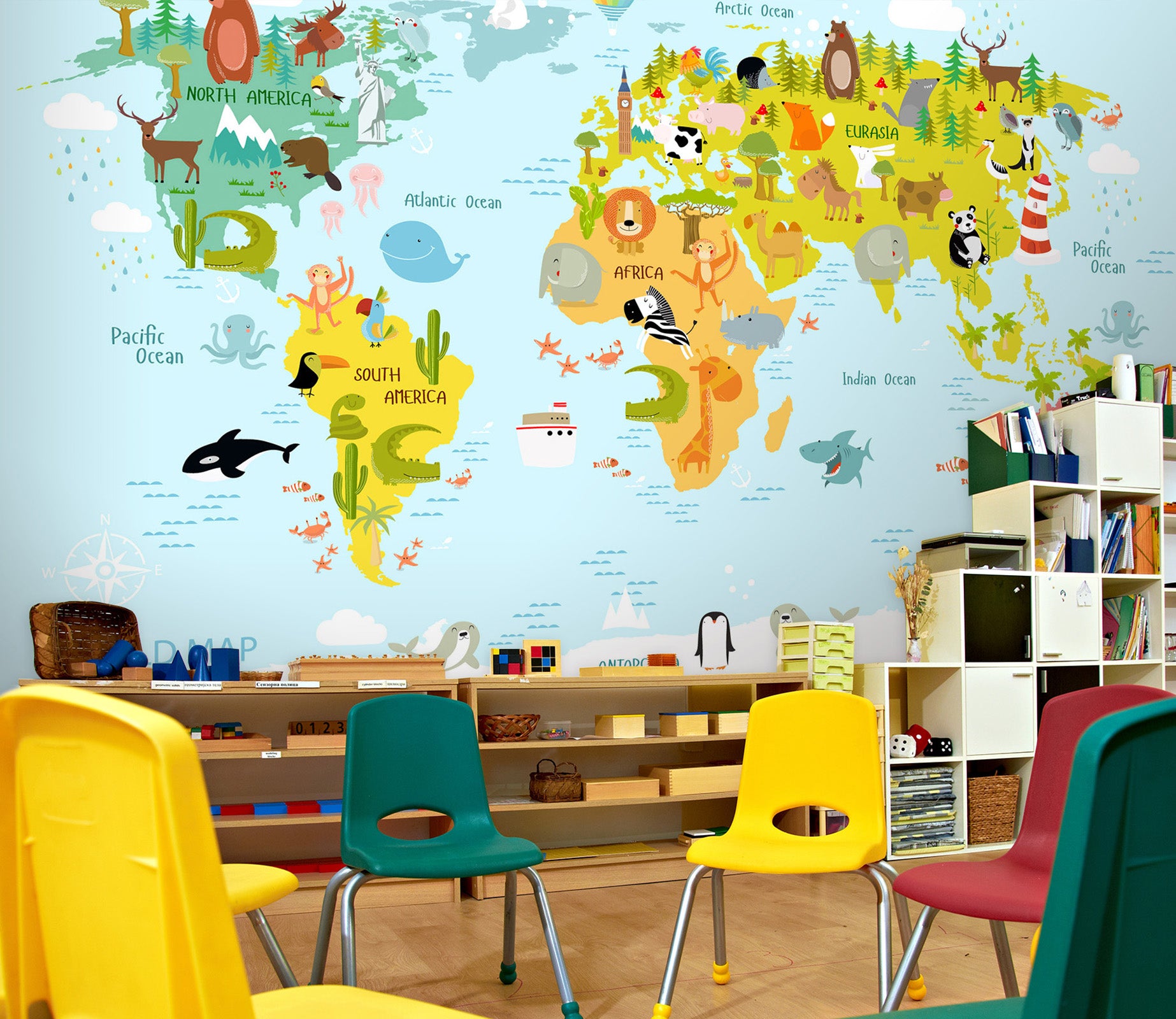 3D Animal Map 178 Wall Murals